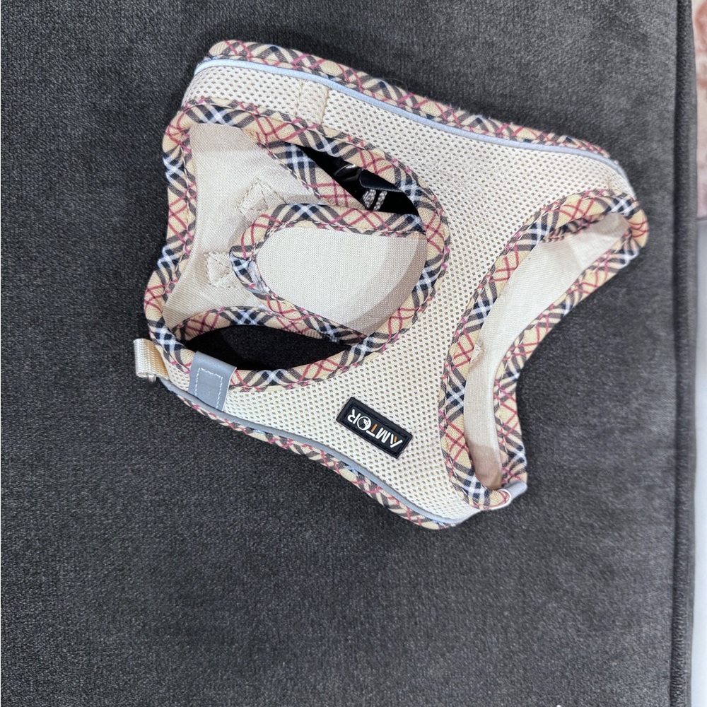 Beige and Black Dog Harness